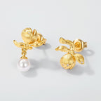 Golden Flora Pearl Studs